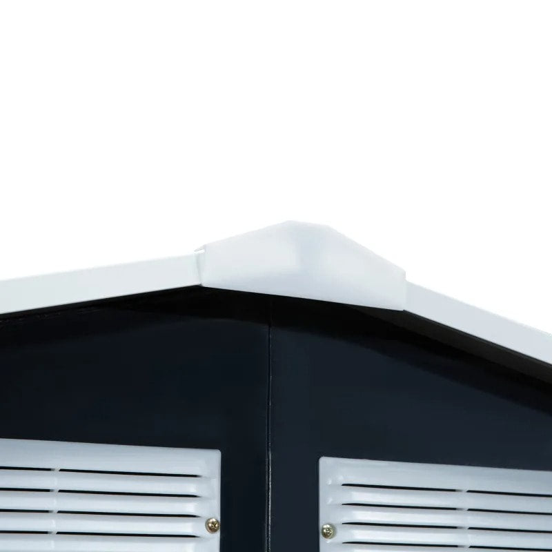 7’ x 4’ x 6’ Galv Steel Outdoor Storage Shed Organizer w Doors Patio Garden Backyard, Dark Grey
