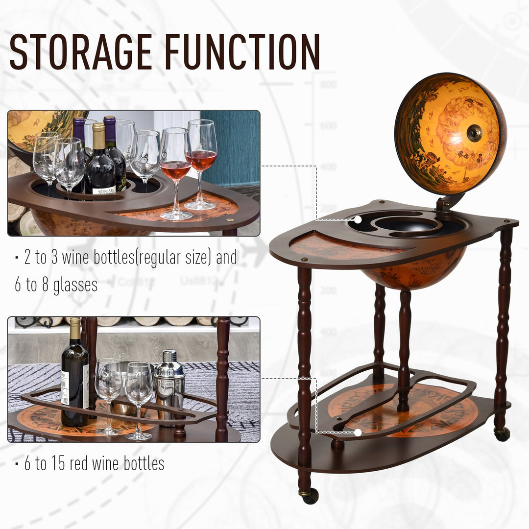 Elegant Globe Alcohol Cart w/ Hidden Storage
