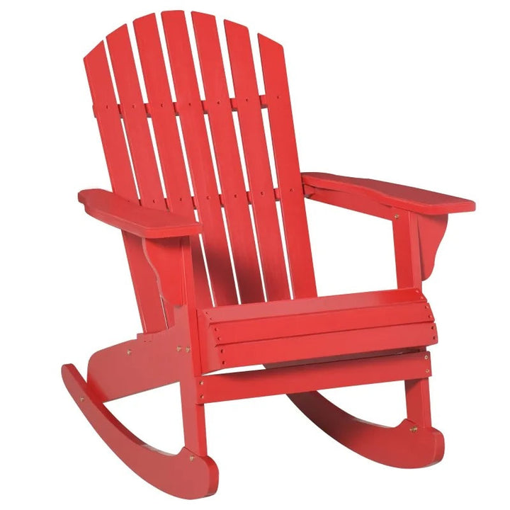 Fir Wood Painted Muskoka Adirondack Rocking Lounge Chair Outdoor Garden Deck Patio Rocker, Red