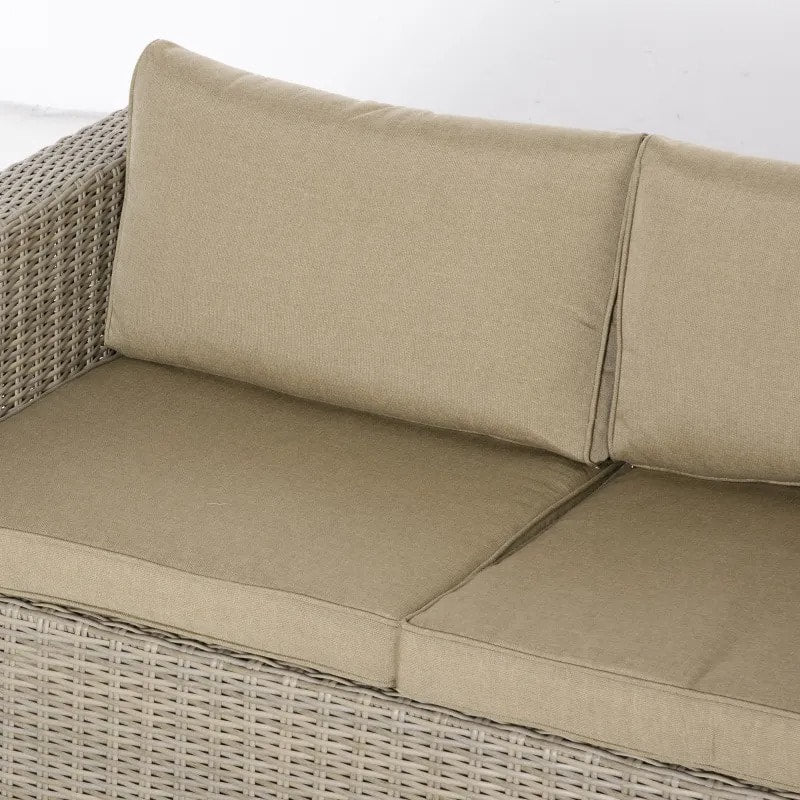 4pc PE Rattan Wicker Conversation Loveseat Furniture w Cushions, Outdoor Patio - Khaki, Beige