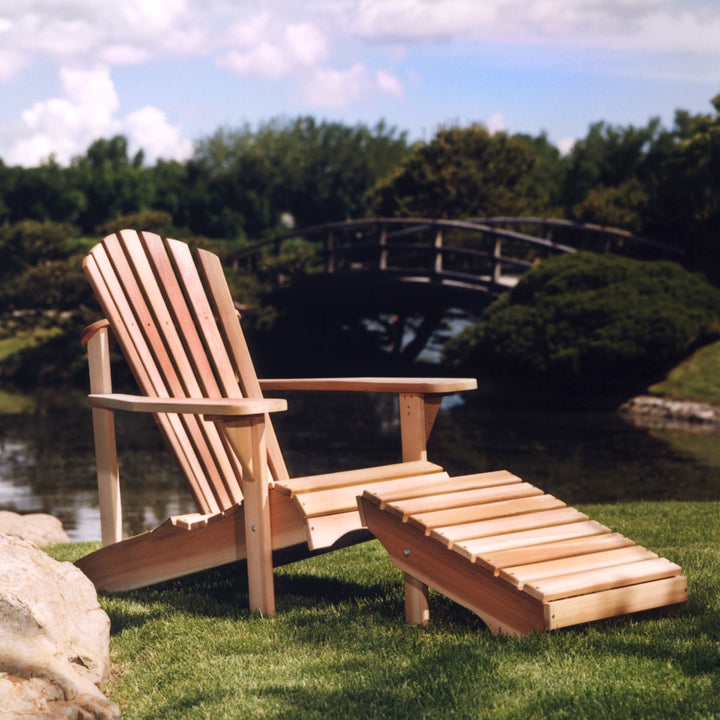 Canadian Made Muskoka Adirondack Outdoor Lounge Chair w Ottoman DIY Kit, Western Red Cedar Wood