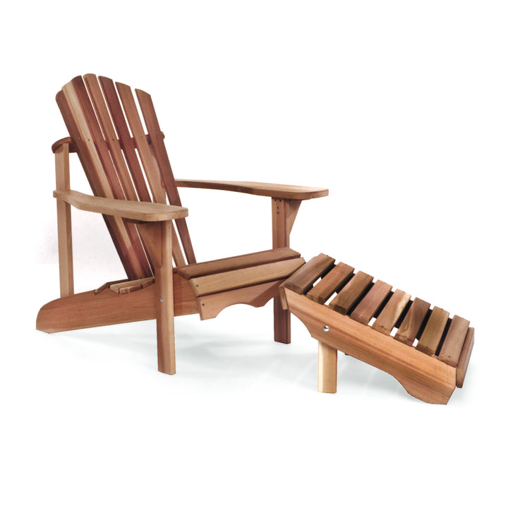 Canadian Made Muskoka Adirondack Outdoor Lounge Chair w Ottoman DIY Kit, Western Red Cedar Wood