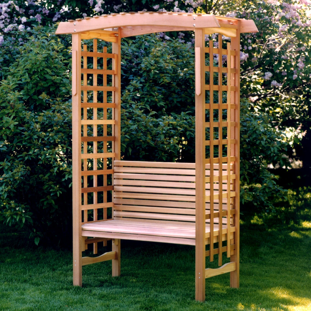 6.5'H x 5'W Canadian Made Garden Arbor Arch Pergola DIY Kit w Bench Seat Western Red Cedar Wood