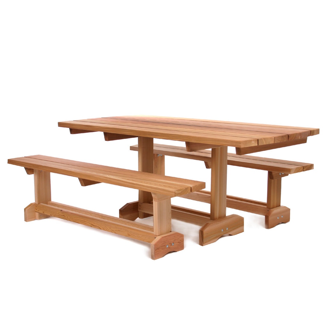 3pc, 6ft Canadian Made Outdoor Dining Market Table Set DIY Kit, Solid Western Red Cedar Wood