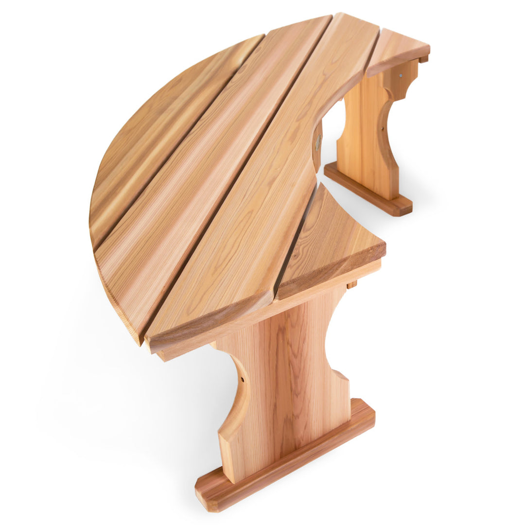 Canadian Made Quarter Round Backless Garden Campfire Bench Outdoor Patio Western Red Cedar Wood