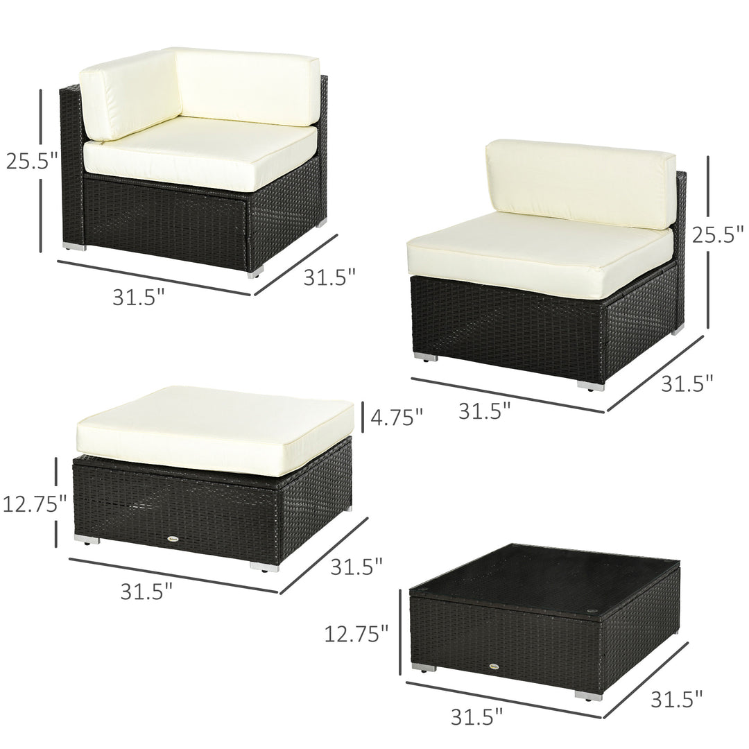 6pc PE Rattan Wicker Conversation Lounge Set w/ Cushions Outdoor Patio - Coffee, Cream White