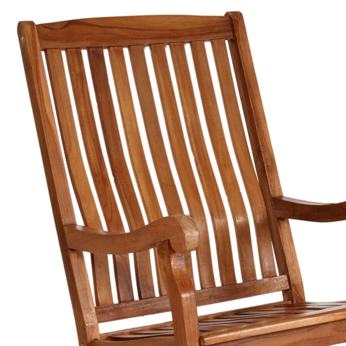 Traditional Solid Teak Wood Rocking Chair for Indoor Outdoor Porch Patio Deck Garden, Finished
