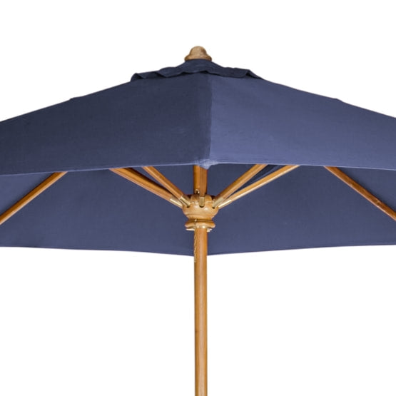 10ft Round Premium Teak Canopy Market Patio Deck Umbrella w Brass Fitting, Wind Vent, Navy Blue