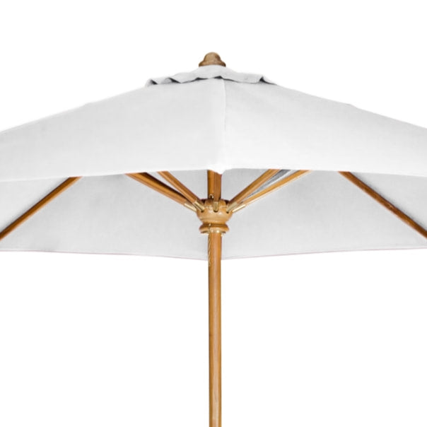 10ft Round Premium Teak Canopy Market Patio Deck Umbrella w Brass Fitting, Wind Vent, White