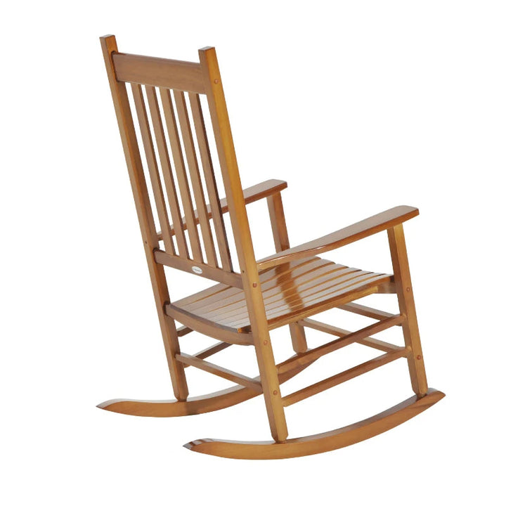 Farmhouse Poplar Wood Rocking Chair Indoor Outdoor Porch Garden Patio Deck Living Room, Natural