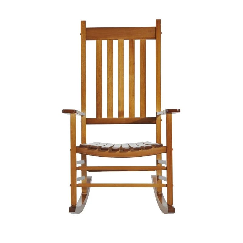 Farmhouse Poplar Wood Rocking Chair Indoor Outdoor Porch Garden Patio Deck Living Room, Natural
