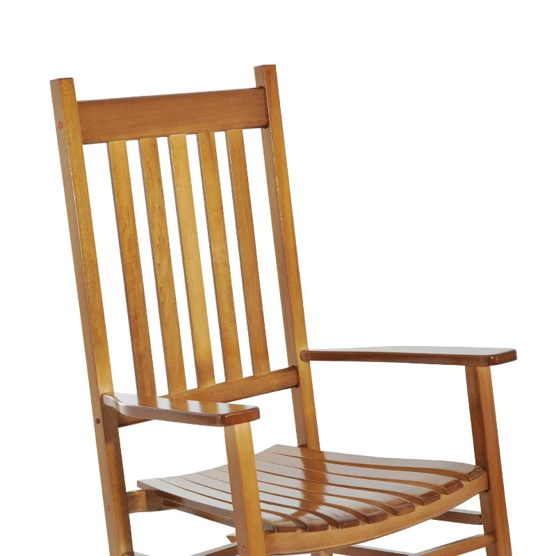Farmhouse Poplar Wood Rocking Chair Indoor Outdoor Porch Garden Patio Deck Living Room, Natural