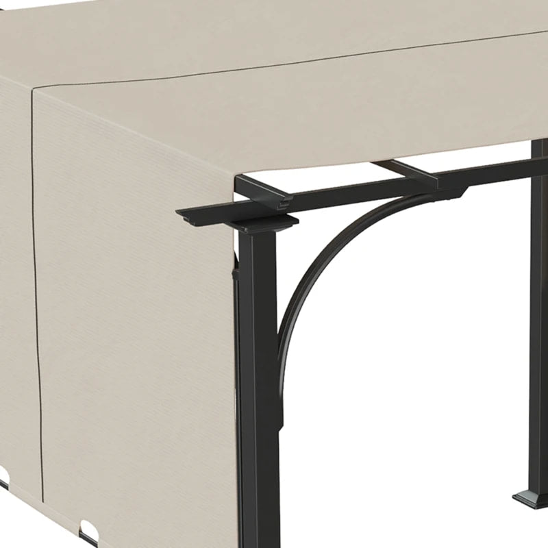 10' x 10' Steel Pergola Gazebo Shelter w Retractable Fabric Roof for Deck Patio, Grey, Lt Beige
