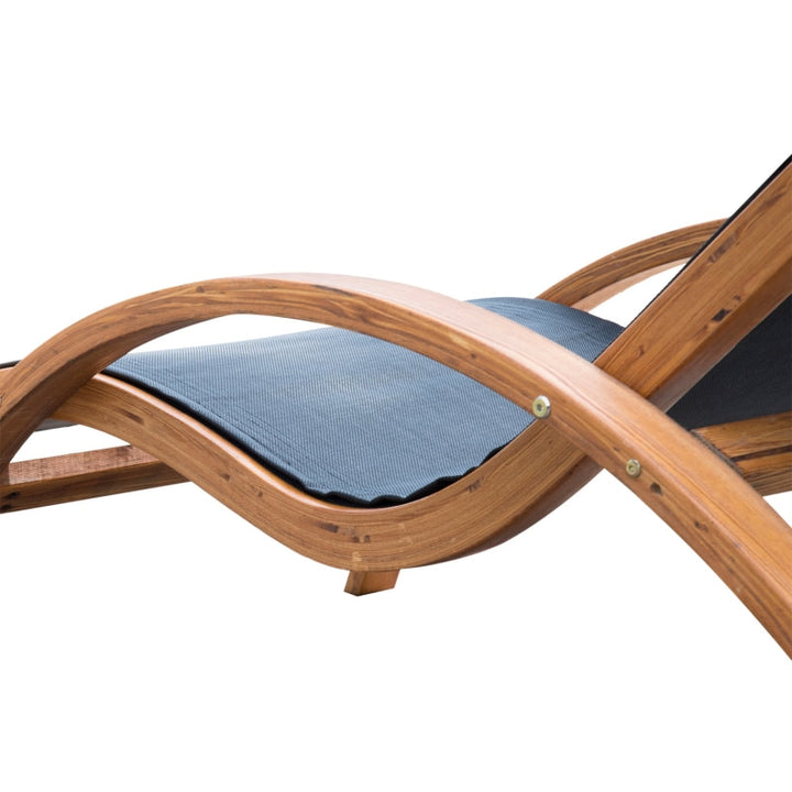 Chaise Reclining Sun Lounger Chair w Headrest, Outdoor Patio Deck Garden, Black & Stained Wood