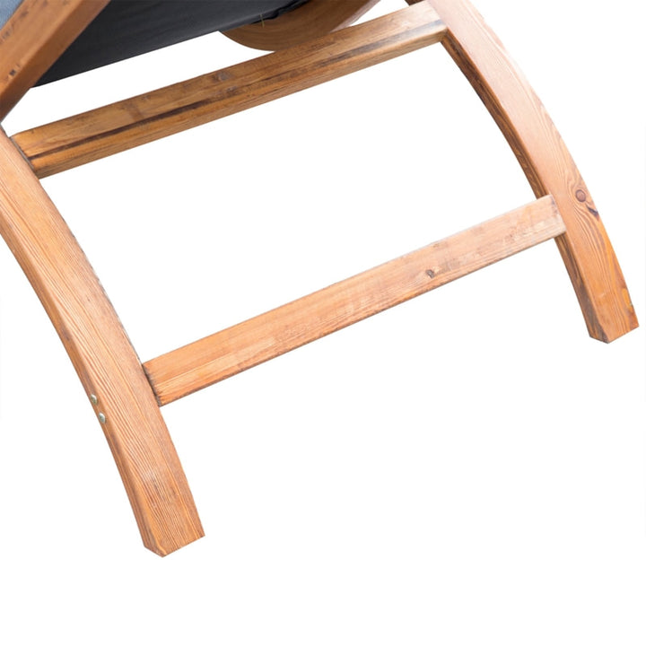 Chaise Reclining Sun Lounger Chair w Headrest, Outdoor Patio Deck Garden, Black & Stained Wood