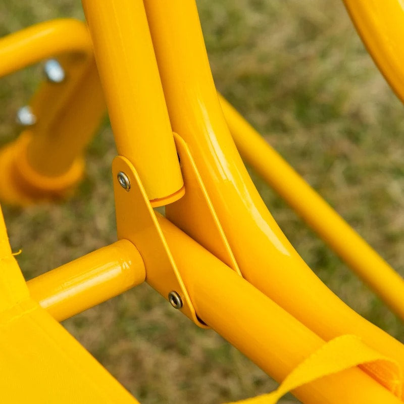 Outdoor 2-Seater Kid Swing Lounger w/ Adjustable Canopy for Patio Backyard Garden, Yellow Tiger