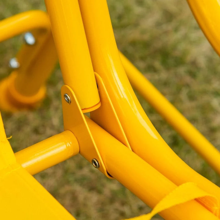 Outdoor 2-Seater Kid Swing Lounger w/ Adjustable Canopy for Patio Backyard Garden, Yellow Tiger