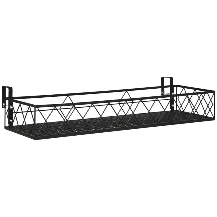 32" Metal Hanging Flower Pot Stand Shelf Rack w Hooks for Rail, Terrace, Fence, Balcony - Black