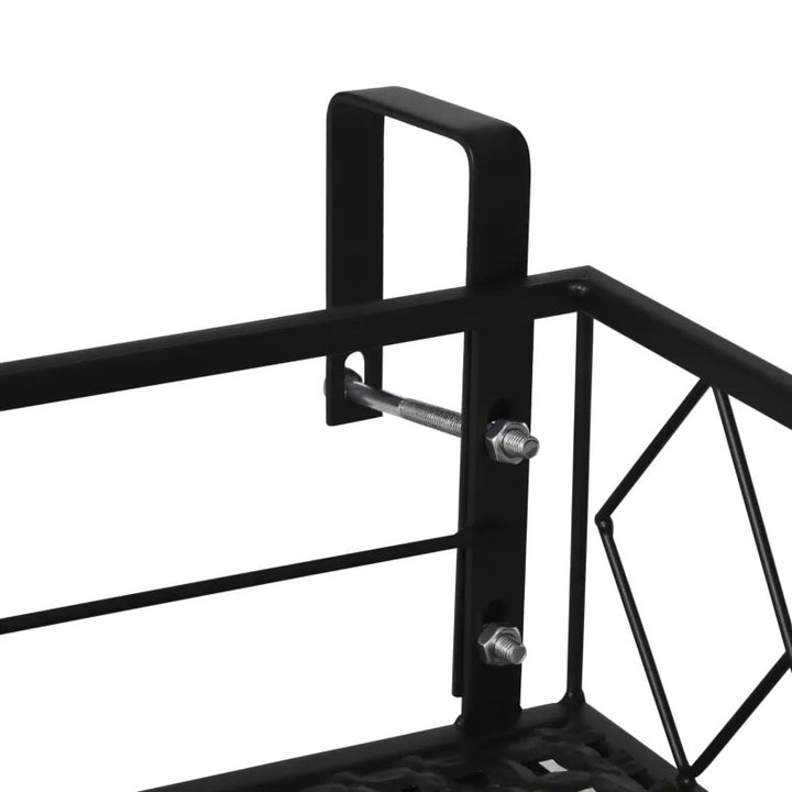 32" Metal Hanging Flower Pot Stand Shelf Rack w Hooks for Rail, Terrace, Fence, Balcony - Black