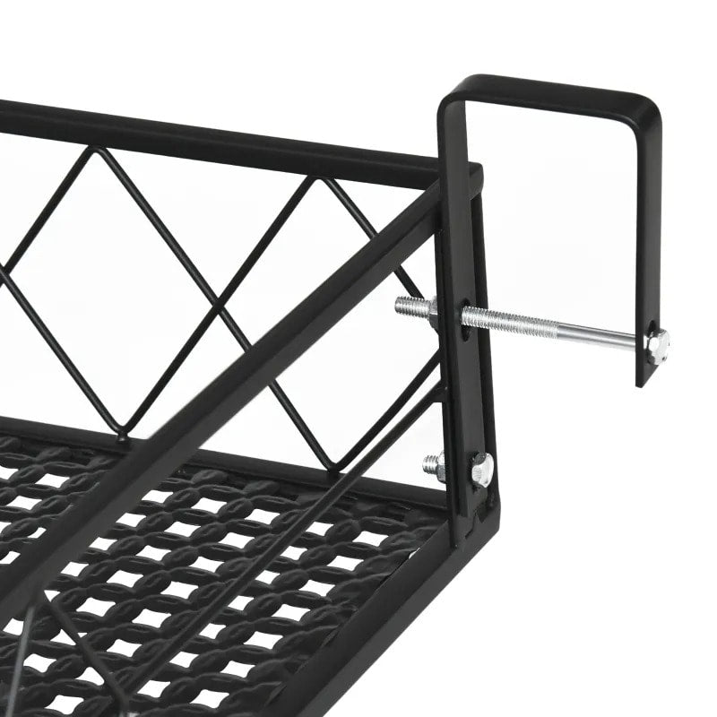 43" Metal Hanging Flower Pot Stand Shelf Rack w Hooks for Terrace, Rail, Fence, Balcony - Black