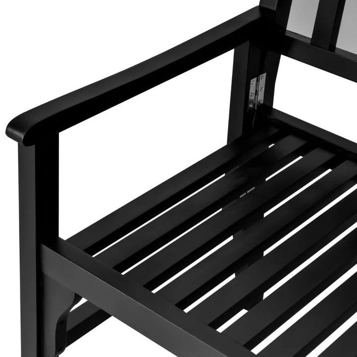 Folding 2-Seater Space Saver Wood Bench Love Seat for Outdoor Garden Patio Deck Porch - Black