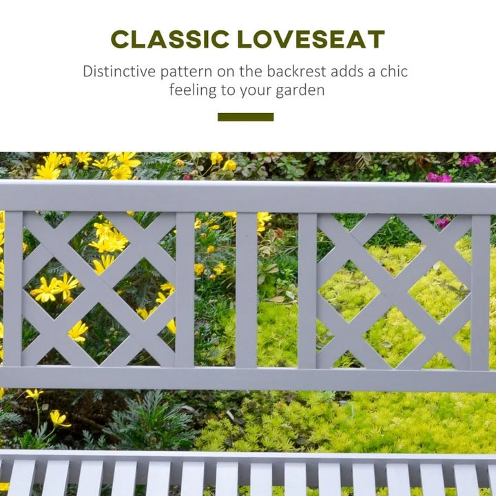 Folding 2-Seater Space Saver Wood Bench Love Seat for Outdoor Garden Patio Deck Porch - Grey