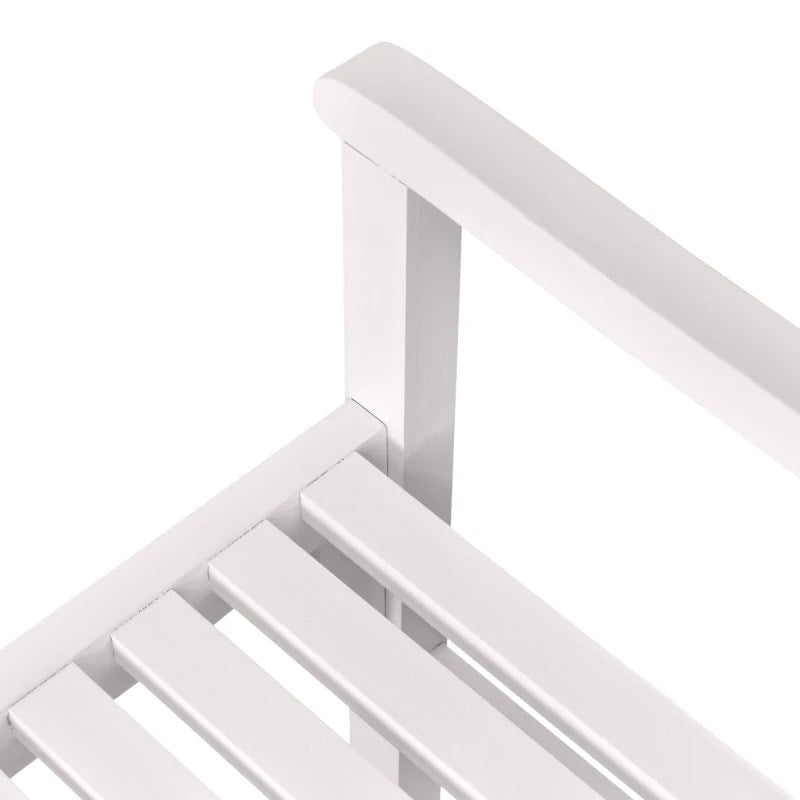 Folding 2-Seater Space Saver Wood Bench Love Seat for Outdoor Garden Patio Deck Porch - White