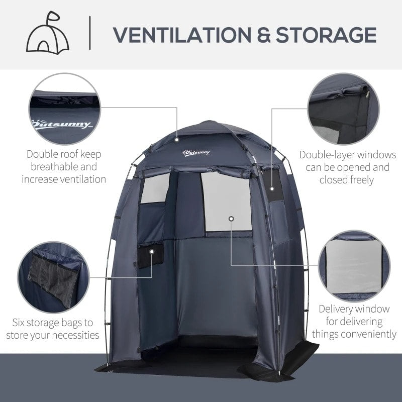 5'x5'x7' Portable Shower Tent Dressing Change Room, Beach Camping Outdoor Privacy Shelter, Blue