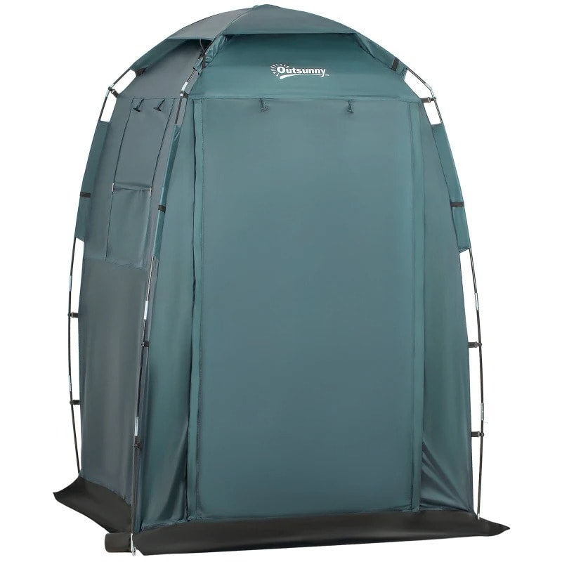 5' x 5' Portable Shower Privacy Tent Bathroom Change Room w Floor & Bag, Beach Camping, Green