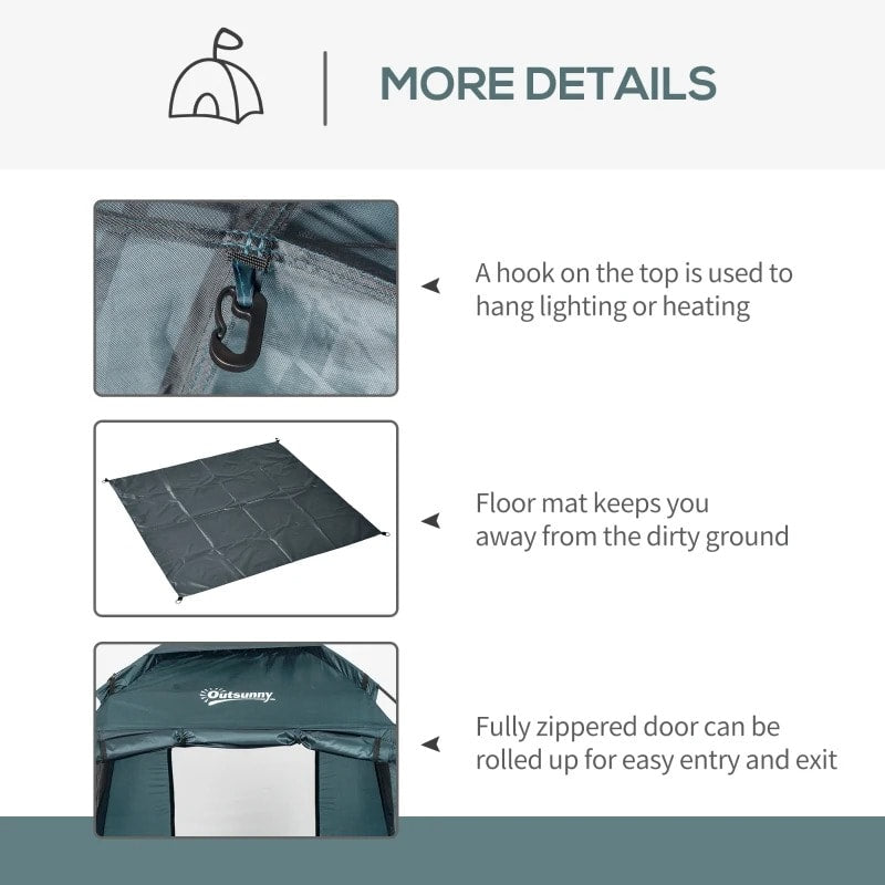 5' x 5' Portable Shower Privacy Tent Bathroom Change Room w Floor & Bag, Beach Camping, Green
