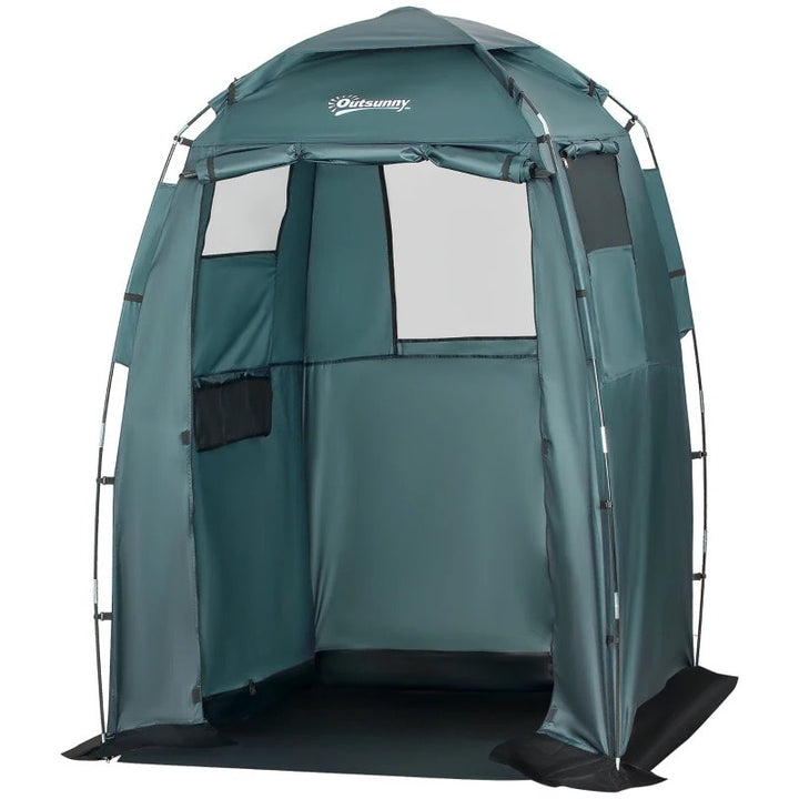 5' x 5' Portable Shower Privacy Tent Bathroom Change Room w Floor & Bag, Beach Camping, Green