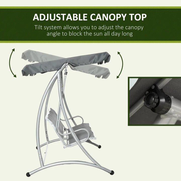 NEW Outdoor 3-Seater Mesh Swing Lounger w/ Adjustable Canopy for Patio Backyard Garden - Grey