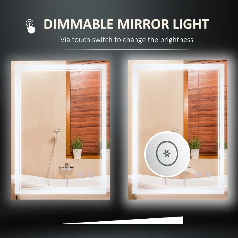 LED Vanity Mirror w Smart Touch Control, 3-Colour Dimmable Lights for Bathroom Cosmetics Table