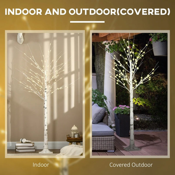 6ft Artificial Birch Tree w Warm White LED Lights Indoor Outdoor Christmas Wedding Decor, White