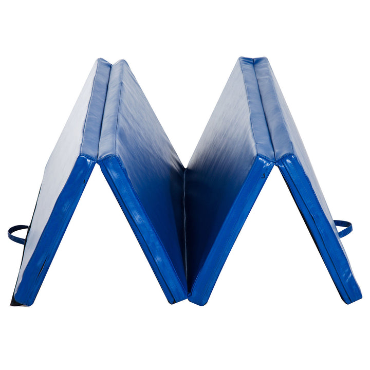 4-Panel PU Leather Gymnastics Folding Mat - Blue