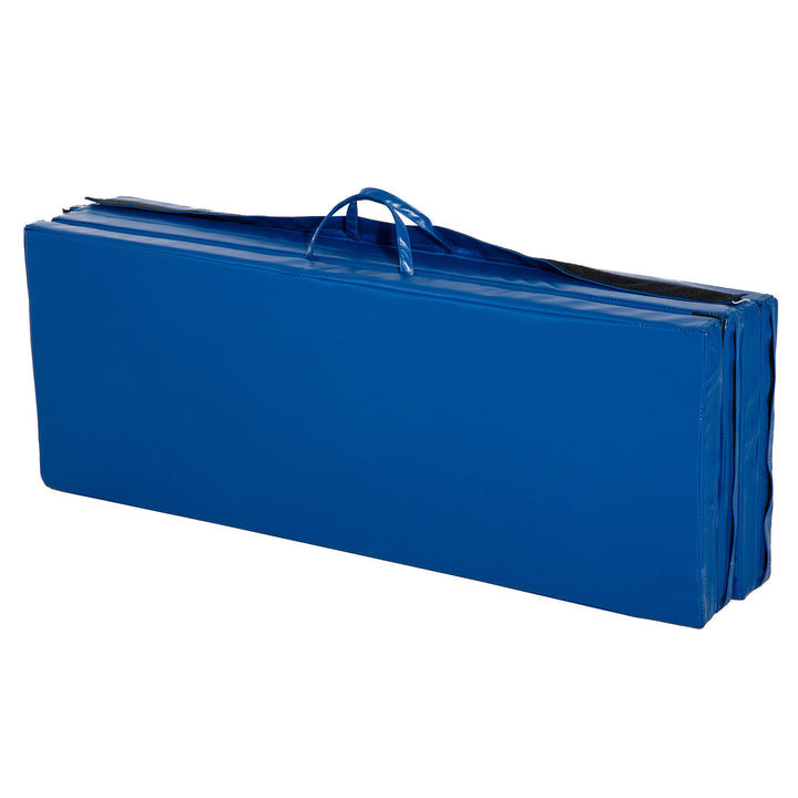 4-Panel PU Leather Gymnastics Folding Mat - Blue