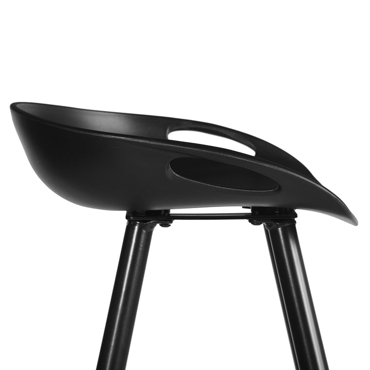 2pc 27.6” High Modern Minimalist Counter Bar Stool Dining Chair w Plastic Low-Back Seat, Black