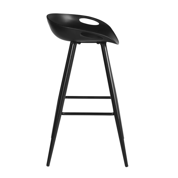 2pc 27.6” High Modern Minimalist Counter Bar Stool Dining Chair w Plastic Low-Back Seat, Black