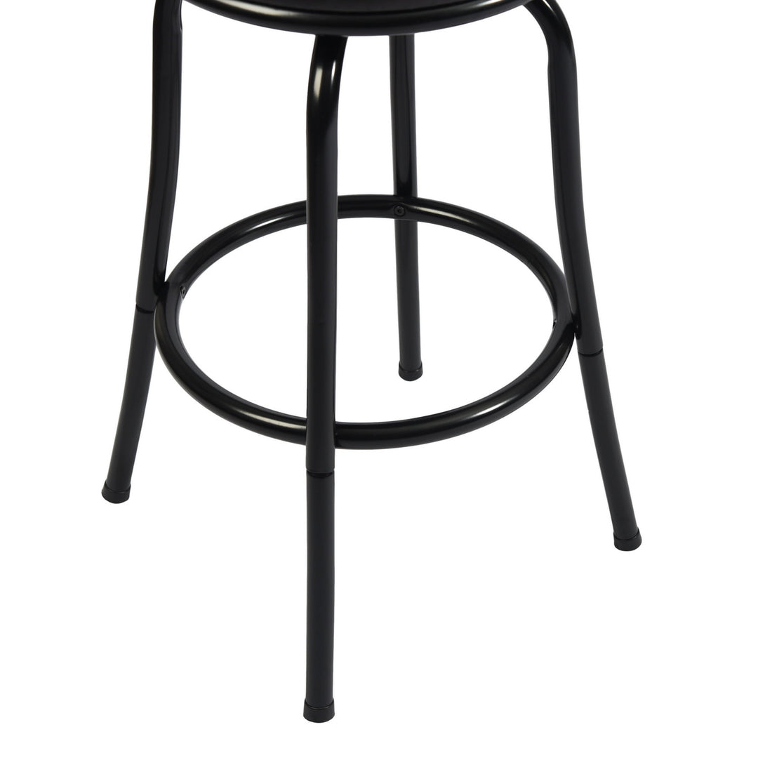 2pc Modern Metal Swivel Adjustable Counter Bar Stool Dining Chair w Faux Suede Cushion, Black
