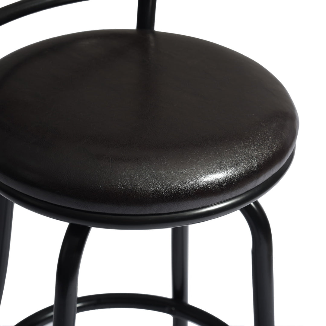 2pc Modern Metal Swivel Adjustable Counter Bar Stool Dining Chair w Faux Suede Cushion, Black