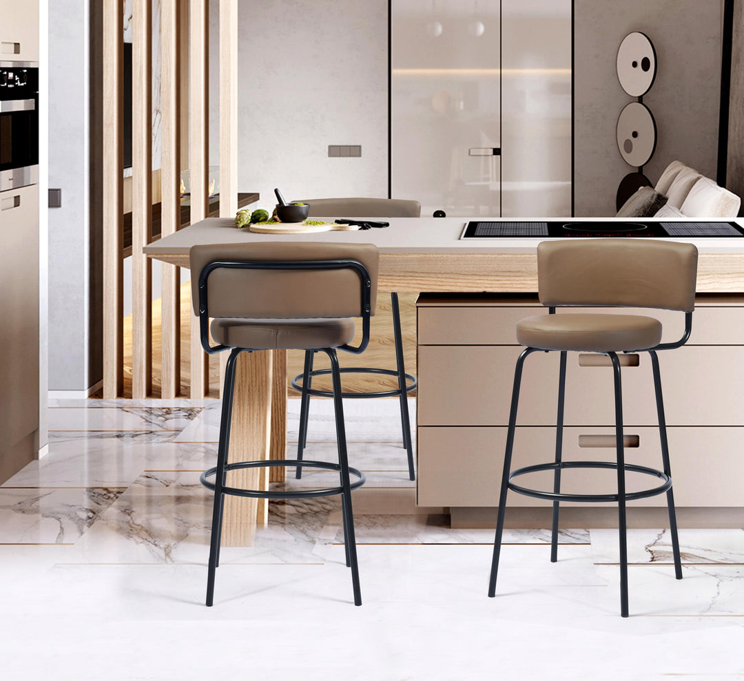 2pc Modern Chic Counter Bar Stool Dining Chair w Faux Leather