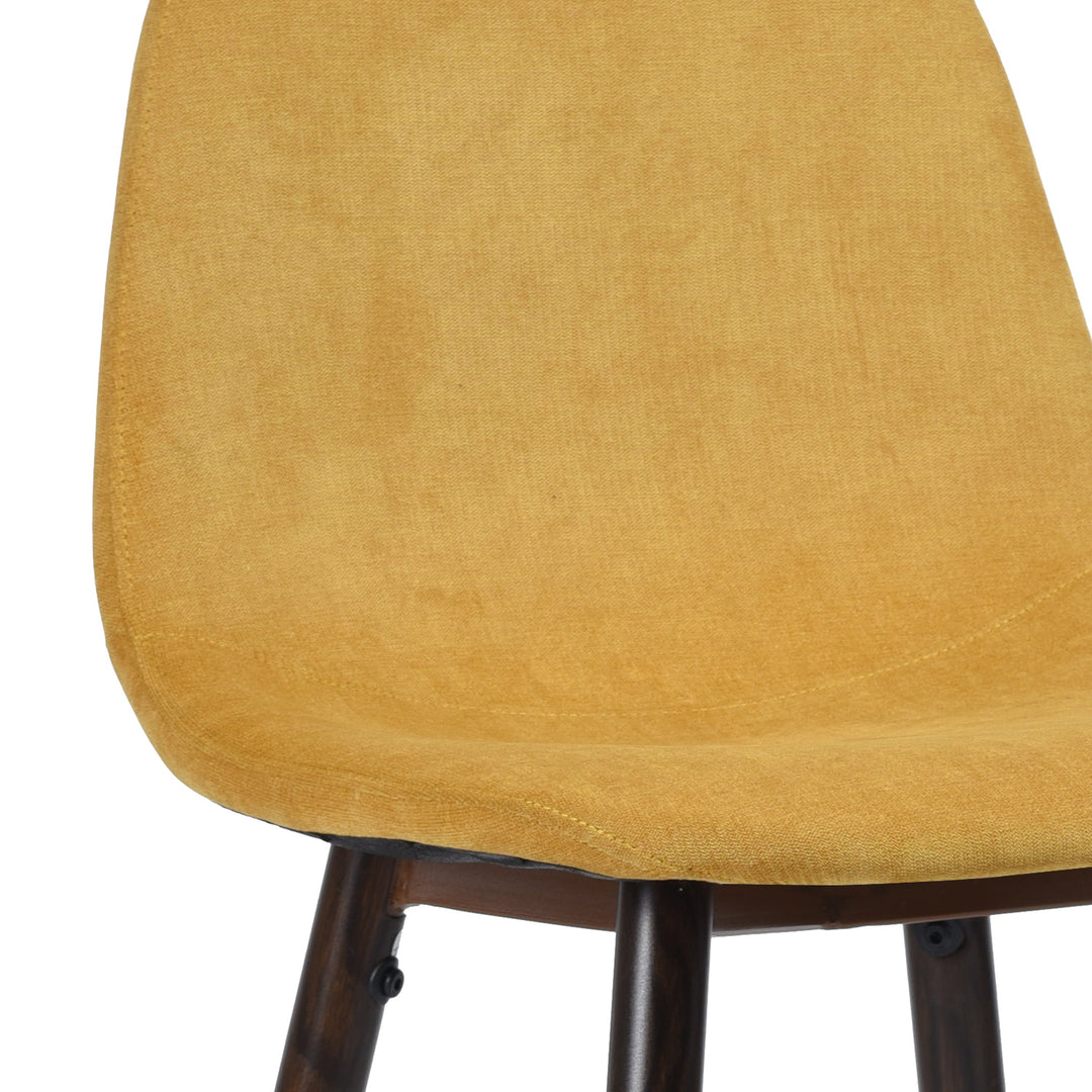 2pc Modern Chic Counter Bar Stool Kitchen Dining Chair w Soft Fabric Padded Seat & Back, Yellow