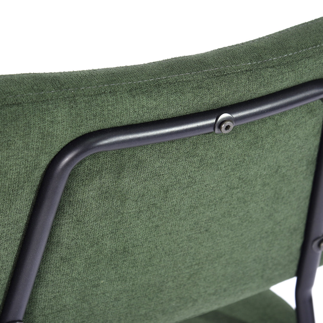 2pc Modern Chic Metal Counter Bar Stool Dining Chair w Soft Fabric Cushion Seat & Back - Green
