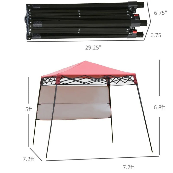 7' x 7' Portable Pop-Up Gazebo Canopy Outdoor Shelter Tent w Wall, Backpack Carry Bag, Red