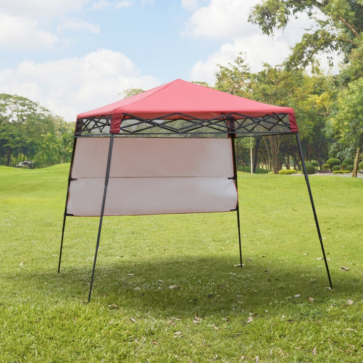 7' x 7' Portable Pop-Up Gazebo Canopy Outdoor Shelter Tent w Wall, Backpack Carry Bag, Red