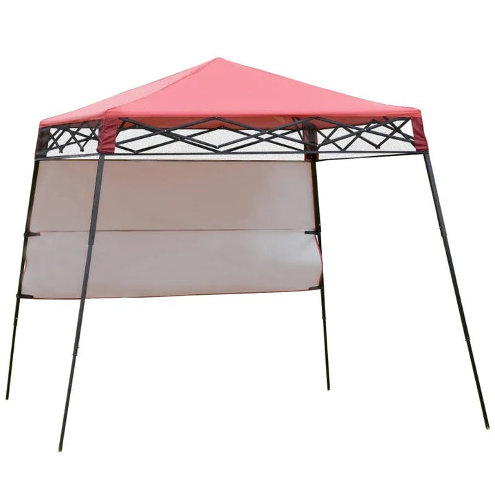 7' x 7' Portable Pop-Up Gazebo Canopy Outdoor Shelter Tent w Wall, Backpack Carry Bag, Red