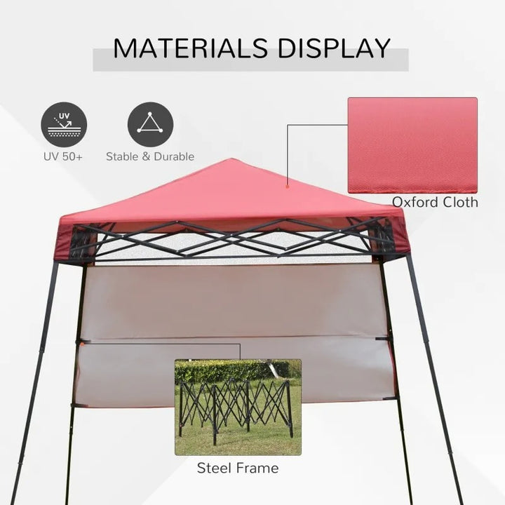 7' x 7' Portable Pop-Up Gazebo Canopy Outdoor Shelter Tent w Wall, Backpack Carry Bag, Red