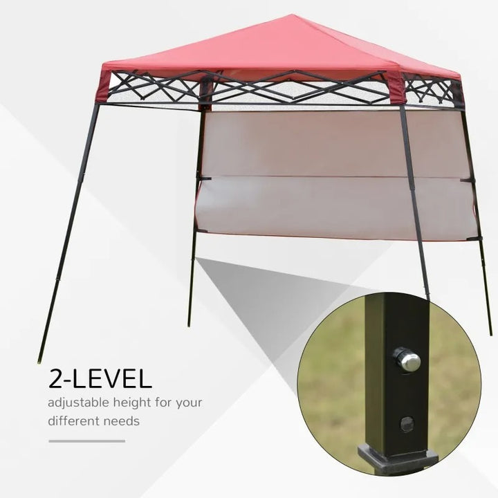7' x 7' Portable Pop-Up Gazebo Canopy Outdoor Shelter Tent w Wall, Backpack Carry Bag, Red