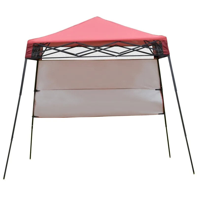 7' x 7' Portable Pop-Up Gazebo Canopy Outdoor Shelter Tent w Wall, Backpack Carry Bag, Red