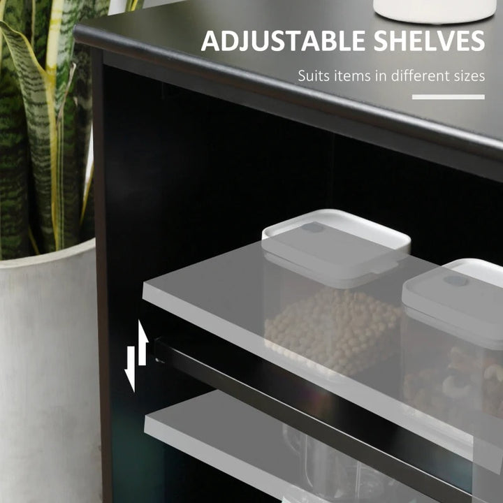 Sideboard Buffet Storage Display Cabinet TV Stand w Sliding Doors, Kitchen Dining Living, Black